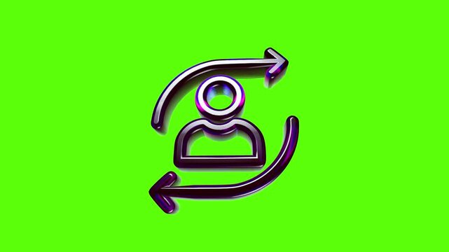 3d icon of a user profile avatar with rotation arrows showing update or refresh cycle on a green background