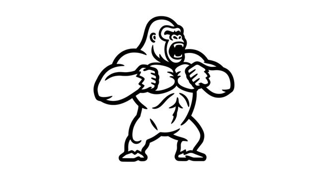 Aggressive Gorilla Illustration.