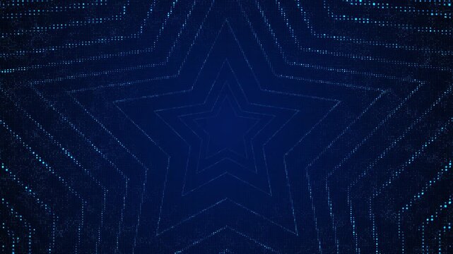 Blue particle dots layered star tunnel deep perspective, glowing edges, and rhythmic forward motion. award shows, patriotic themes, gaming intros, concert screens, logo reveals, seamless futuristic