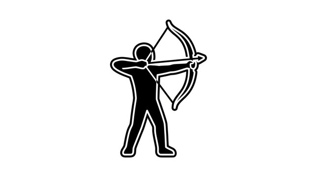 Archer silhouette aiming a bow and arrow with focus and determination.