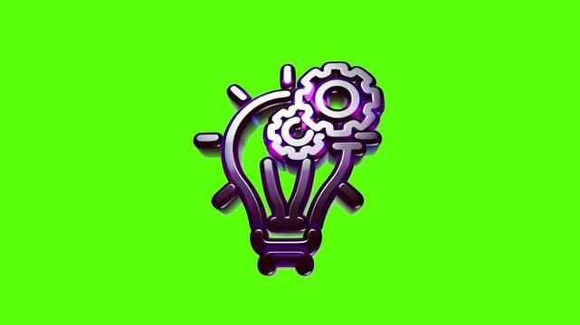 Shiny metallic light bulb icon with mechanical gears representing innovation and creative problem solving