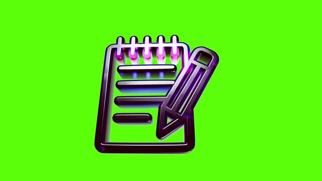 3d metallic notepad icon with a pencil for taking notes and writing lists for business and school tasks