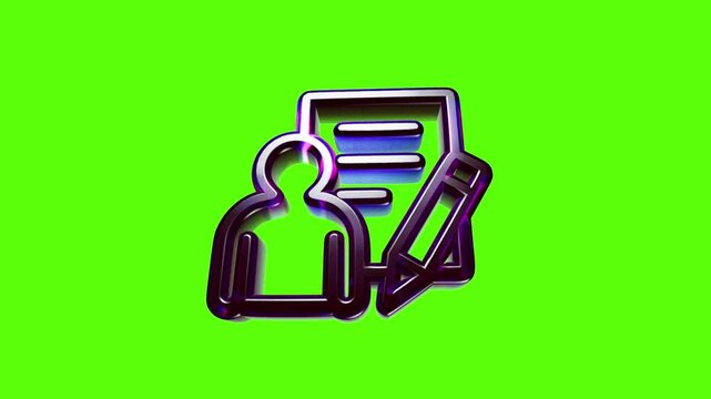 Shiny 3d user profile icon with document and pencil for digital editing and personal account management tasks