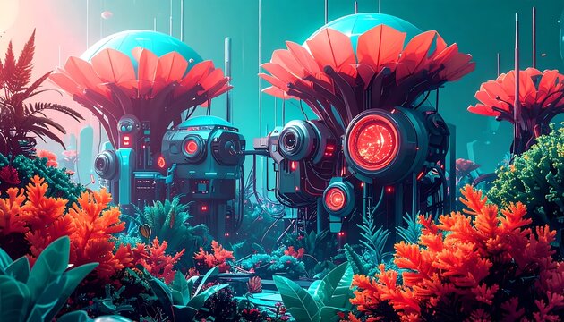 Vibrant tropical flowers in a lush underwater garden.