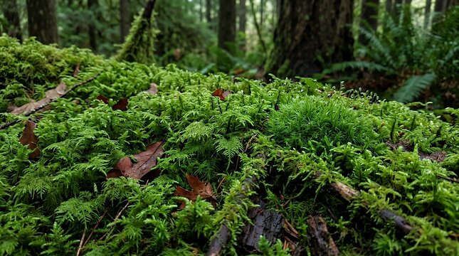 Lush vibrant green forest moss forming a thick natural carpet with detailed organic textures for environmental conservation themes moss green texture background natural forest pattern plant
