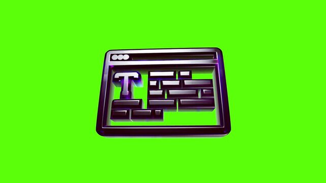 3d metallic website browser window icon with text and block elements for web design and development projects