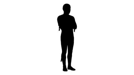 Fototapeta premium Halloween Security Guard Silhouette, Armed Military Soldier With Rifle, Standing Solider With Gun, Man Holding Weapon, Sharpshooter Profile isolated on White Background vector