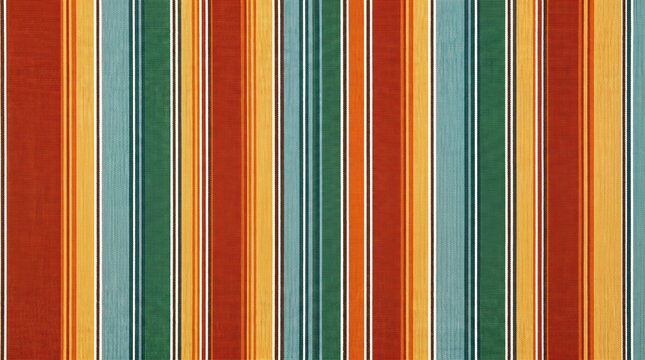 Vintage vertical stripe pattern background, retro colorful fabric texture with red and teal lines, classic textile design for upholstery and wallpaper
