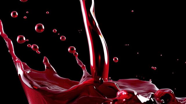 Glossy Red Liquid Splash in Slow Motion