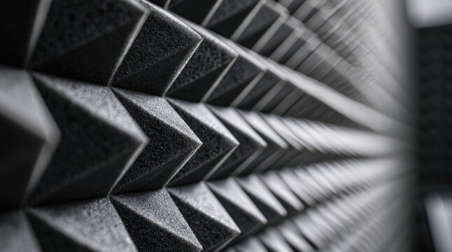 Acoustic engineering. Sound absorbing foam panels provide noise reduction and acoustic insulation for recording studios, offices and technical rooms.