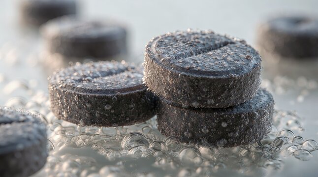 Wastewater treatment. Activated carbon filter media removes contaminants from water during industrial purification, filtration and environmental treatment.