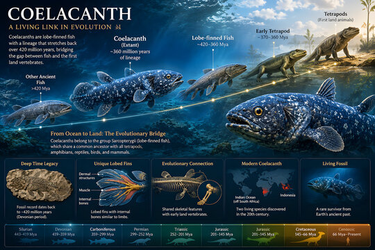 Coelacanth Evolutionary History from Ancient Fish to Land Vertebrates