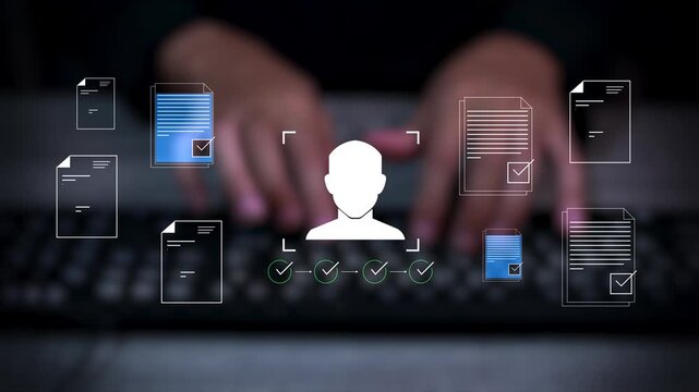 Hiring employee concept with recruitment, interview, resume review, talent acquisition, onboarding, human resources, business management, and professional workforce development.