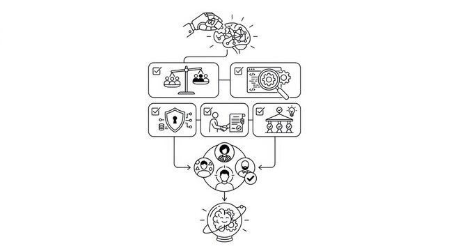This visual represents a framework for ai ethics and governance focused on a checklist for procurement, highlighting key elements.