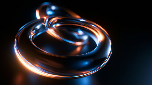 Futuristic Abstract 3D Metallic Rings with Neon Lighting