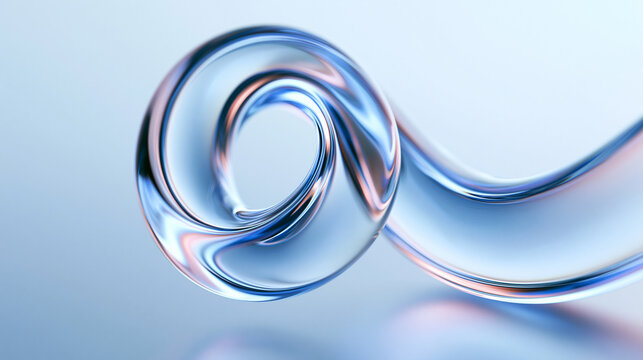 Abstract 3D Glass Swirl with Fluid Curves