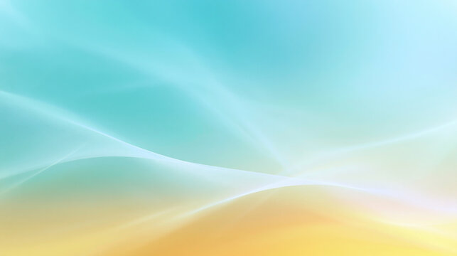 Abstract Flowing Wave Background with Turquoise and Yellow Gradient