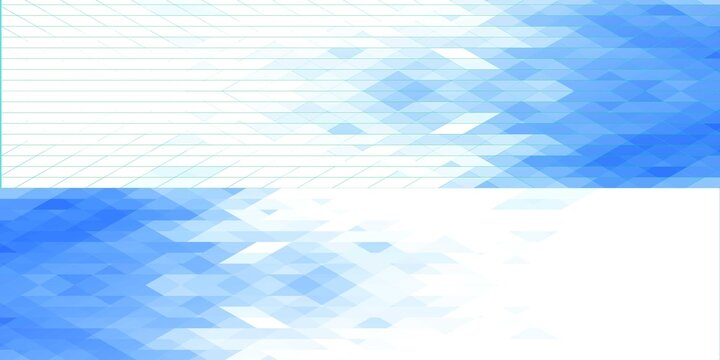 Abstract blue geometric polygon background header banner set with low poly triangle pattern