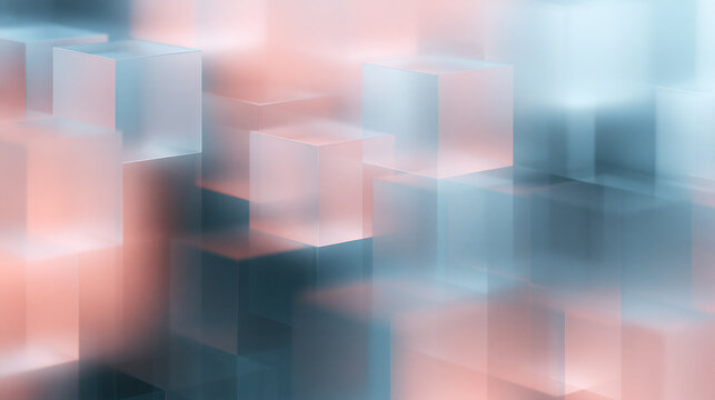 Abstract Glowing Geometric Glass Cubes Background