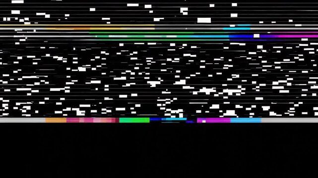 VHS Signal Error with Neon Glitch Lines