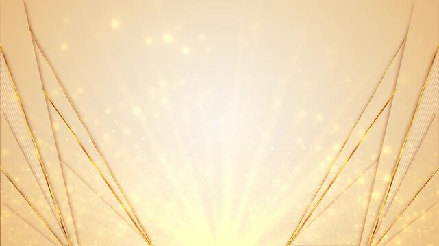 Soft cream and gold geometric layers rise from both sides with sparkles and open central copy space. Made for luxury branding, wedding titles, beauty promos, product ads and elegant motion backgrounds