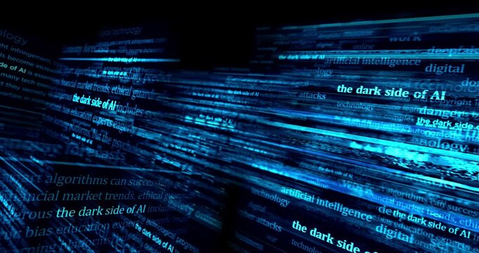 Dark side of AI Headline news titles international media abstract concept  loop. Seamless and looped 3d animation.