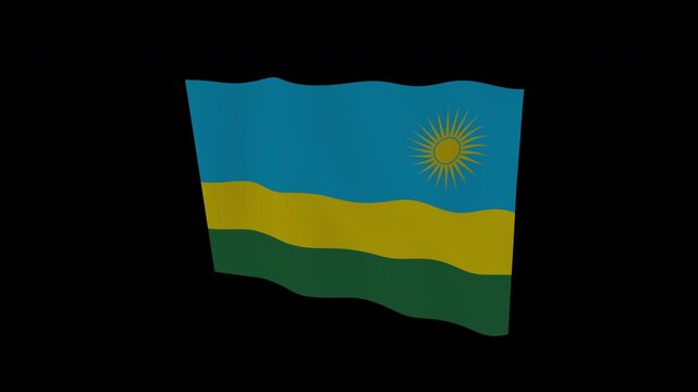 Cultural Drifting Rwanda National Flag Loop Alpha Channel