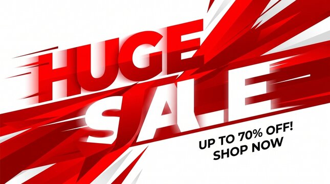 Huge Discount SALE Banner with Bold Typography and Dynamic Retail Marketing Design