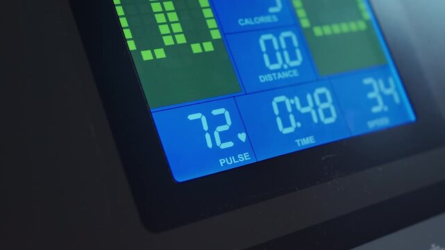 digital console screen of elliptical cross trainer machine or treadmill