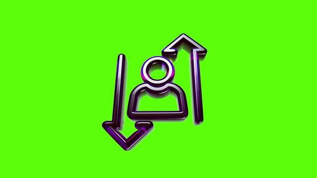 3d metallic user icon with up and down arrows representing account management or data synchronization