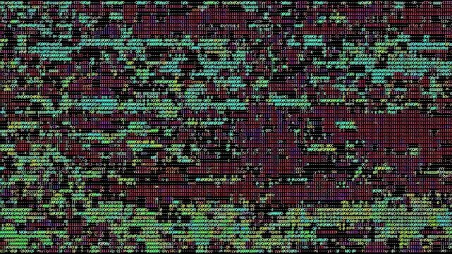 ASCII Code Glitch Overlay Animation Black Background