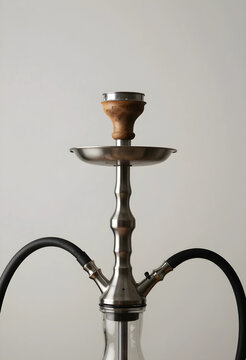 Hookah smoking culture and social relaxation, traditional shisha pipe with hoses on a clean background