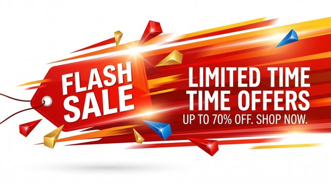Flash SALE Banner with Dynamic Red Tag and Modern E-commerce Promotion Design