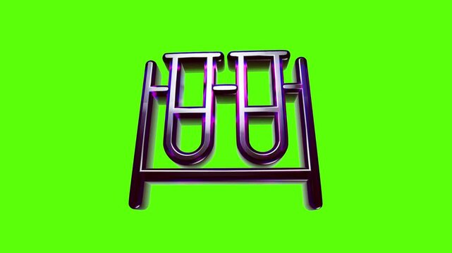 Shiny metallic test tubes in a rack icon for science and laboratory medical research and chemistry study