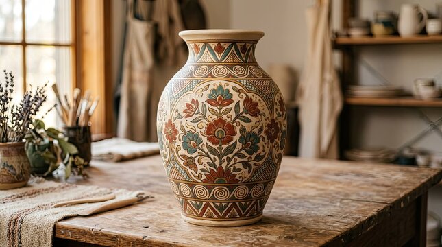 ceramic vase on the wall