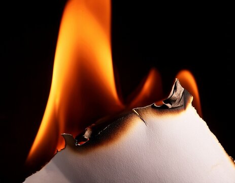 burnt paper charred edge glowing close up