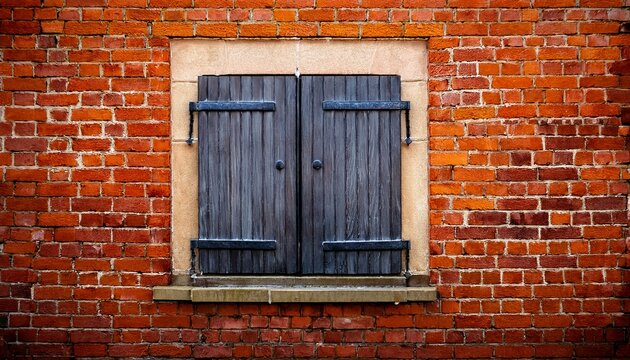 wooden window red brick wall architectural