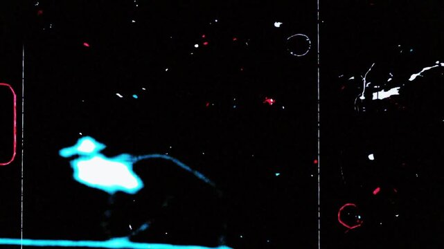 Artistic Red and Cyan Grunge Abstract Graffiti Splatter Video Effect Overlay.