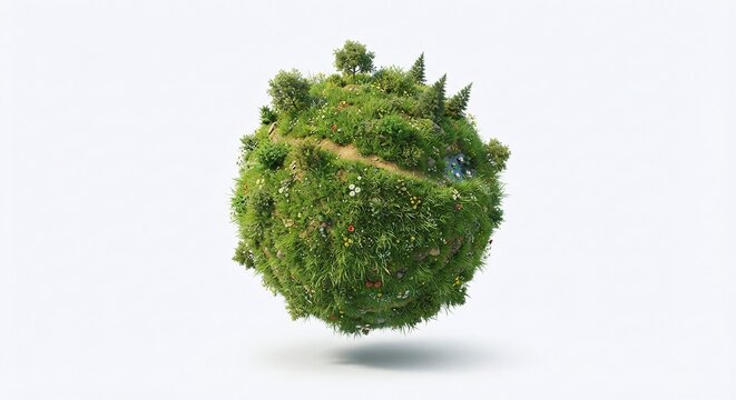 grass, tree, nature, earth, ball, globe, 3d, isolated, plant, planet, environment, abstract, white, leaf, sphere, lawn, ecology, concept, green, branch, shape, christmas, world, garden, symbol