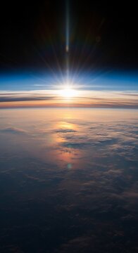 Cinematic View of Pale Morning Sunlight Illuminating the Earth's High Atmosphere