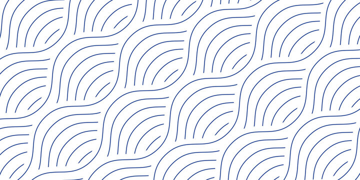 Blue water wave line pattern background. Vector illustration. Japanese style concept.