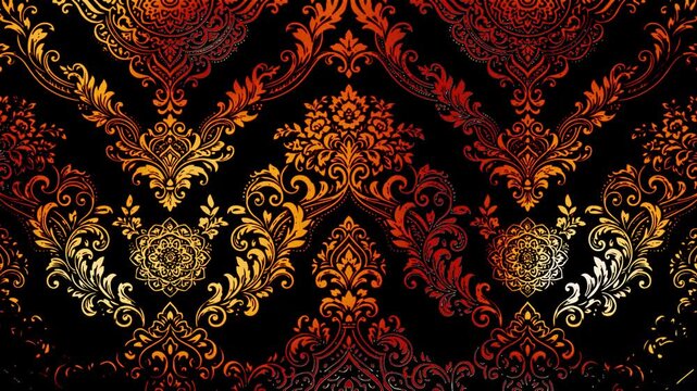 Decorative patterns in bright colors on a dark background