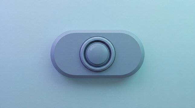 3D minimalist icon of a push button on light blue background with interface