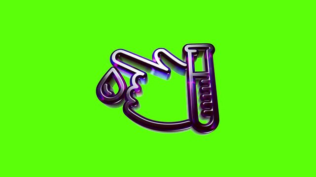 Purple 3d icon of a finger pricking to draw a drop of blood for a medical test tube analysis procedure