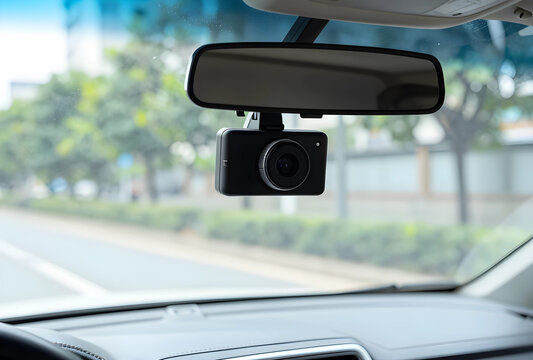 Dash cam for road safety and accident prevention, car camera recording driving footage for insurance and security