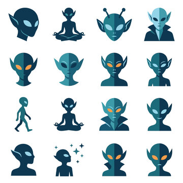 Collection of Alien Icons and Illustrations.