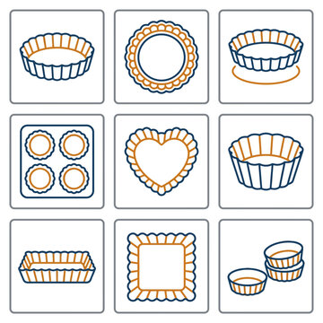 Collection of Baking Tins and Tart Molds for Desserts.