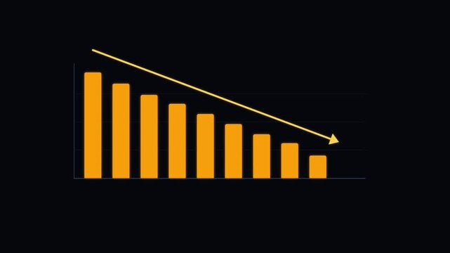 Animated declining bar chart data visualization on dark background