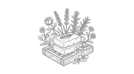 Artisan soap bars with lavender in crate