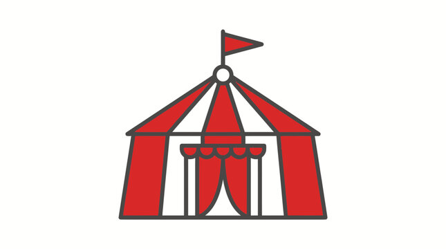 Red circus big top tent with flag